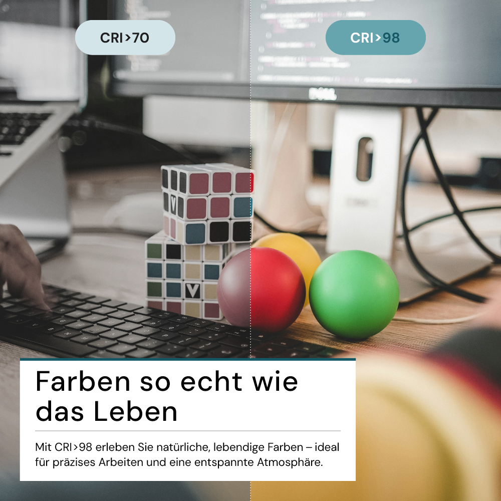 LED Büro-Stehleuchte, Up/Down, in Weiß, 100 W, 7000 lm, 4000 K (neutralweiß), UGR<16, CRI98, dimmbar, RG0, Bridgelux LED, Arbeitsplatzleuchte