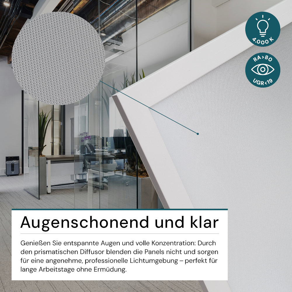 LED BackLit Panel UGR<19, 62x62, 40W, 4400 lm, 4000K, 90°