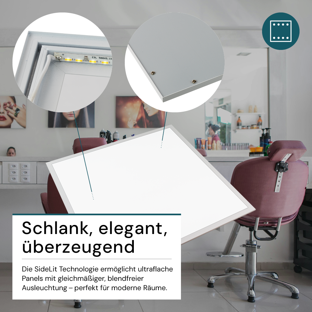 6er Pack LED-Panels, inkl Trafo, 36 W, 3600 lm, Rasterleuchten, 62x62 cm, 4000K (neutralweiß)