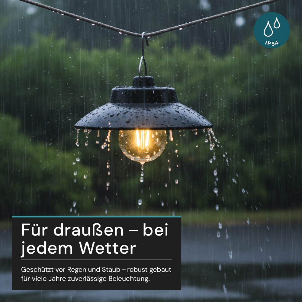 LED Hängeleuchte mit Solar & USB-C Ladung, 200 lm, 3000 K (warmweiß), Dimmbar, IP54 Wetterfest, Retro Hängelampe für Garten, Terrasse, Balkon, Campingleuchte