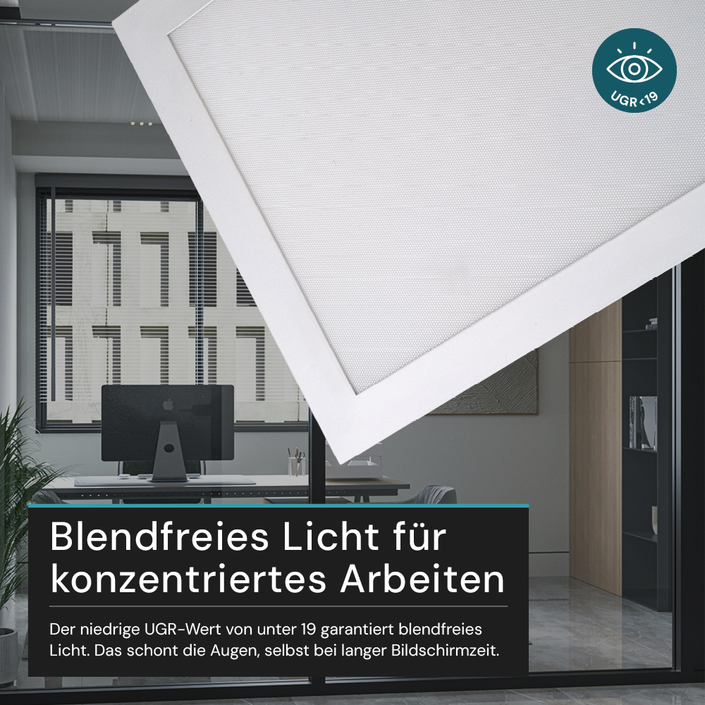 LUXULA LITEQ 80, LED-Panel mit Fernbedienung, 80×20 cm, weiß, 40 W, 4400 lm, UGR<19, Helligkeit und Lichtfarbe einstellbar