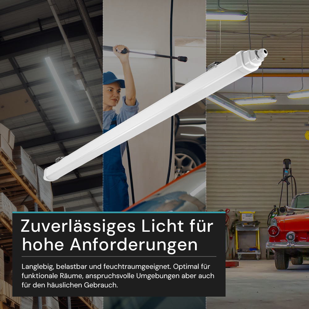 LED Feuchtraumleuchte, 150 cm, 48 W, 5760 lm, 4000 K (neutralweiß), IP65, IK06, durchschleifbar, mit Quick Connector