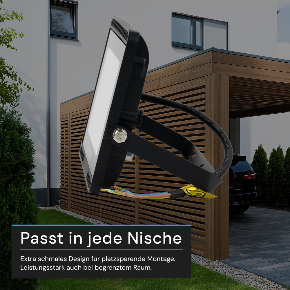 LED CCT Fluter, 50 W, 3000-6500 K (warm-, neutral-, kaltweiß), 5000 lm, schwarz, IP65.