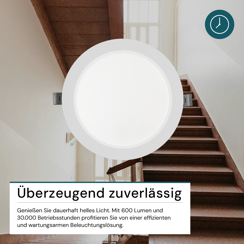 LED Einbauleuchte in Weiß, 6 W, 230 V, IP44-geschützt, 600 lm, Lichtfarbe einstellbar, Ø117x25 mm, Einbaustrahler mit Diffusor, Badezimmer Deckenleuchte
