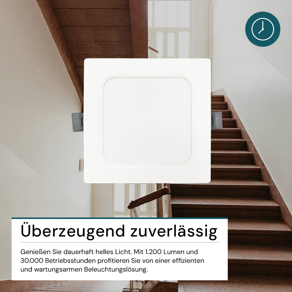 LED Einbauleuchte in Weiß, 12 W, 230 V, IP44-geschützt, 1200 lm, Lichtfarbe einstellbar, 173x26 mm, Einbaustrahler mit Diffusor, Badezimmer Deckenleuchte