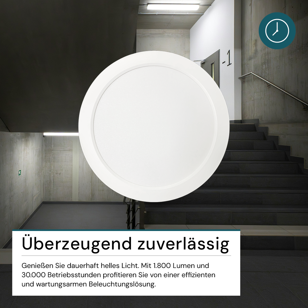 LED Aufbauleuchte in Weiß, 18 W, 230 V, IP44-geschützt, 1800 lm, Lichtfarbe einstellbar, Ø224x35 mm, Deckenleuchte mit Diffusor, Badezimmerlampe