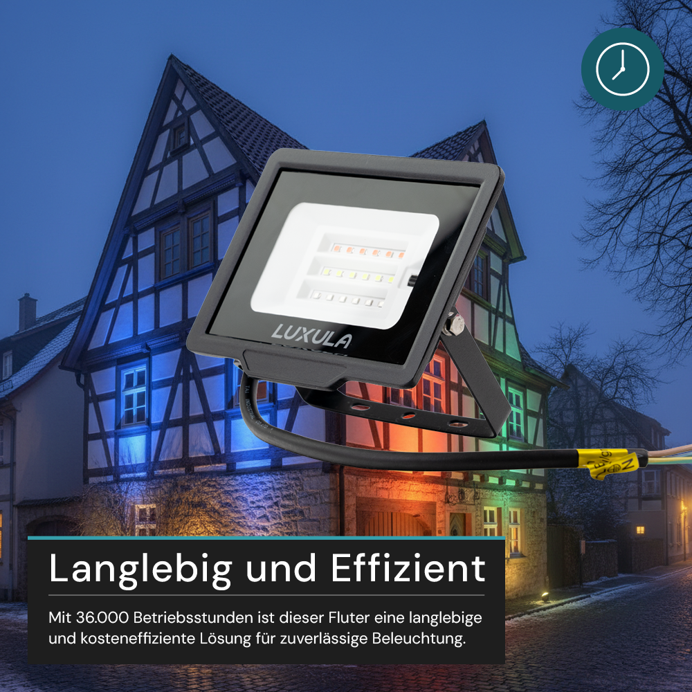 RGB LED-Fluter, 10 W, schwarz, IP65, mit Fernbedienung, RGBW-Farbwechsel