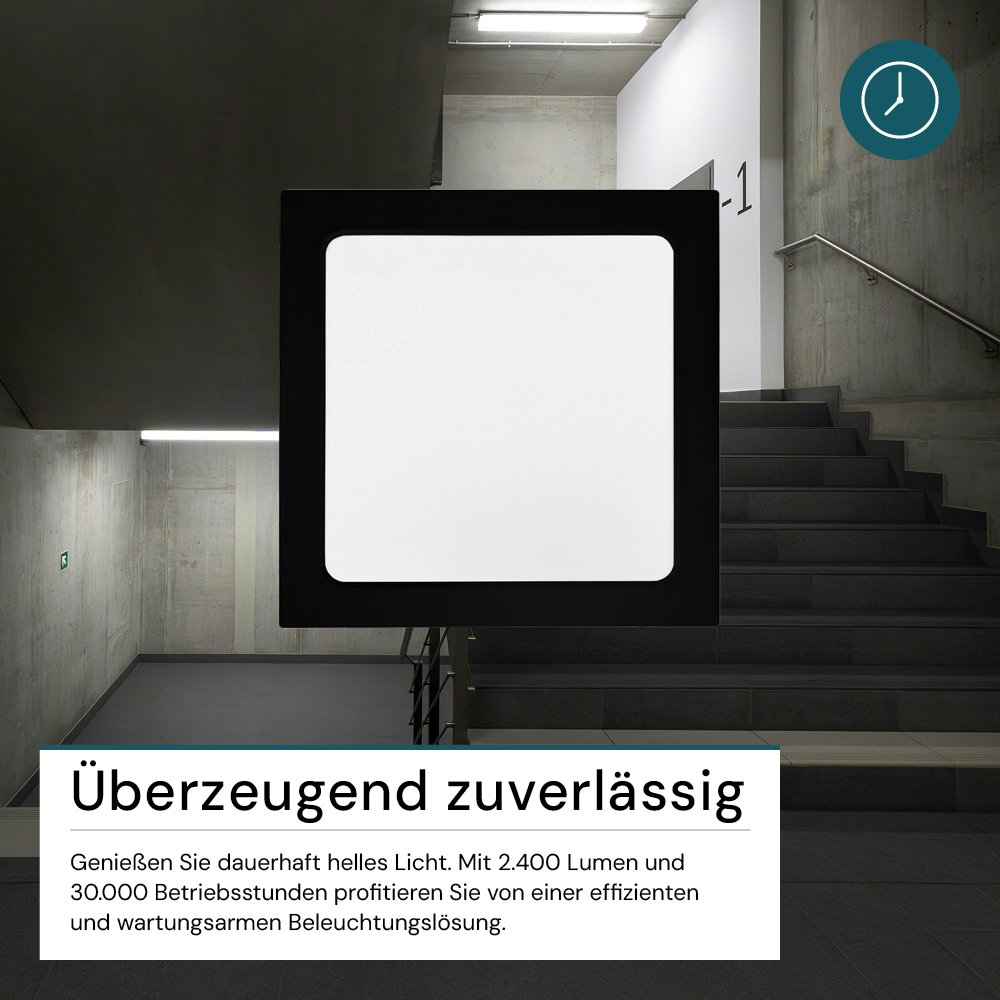 LED Aufbauleuchte in Schwarz, 24 W, 230 V, IP44-geschützt, 2400 lm, Lichtfarbe einstellbar, 298x35 mm, Deckenleuchte mit Diffusor, Badezimmerlampe