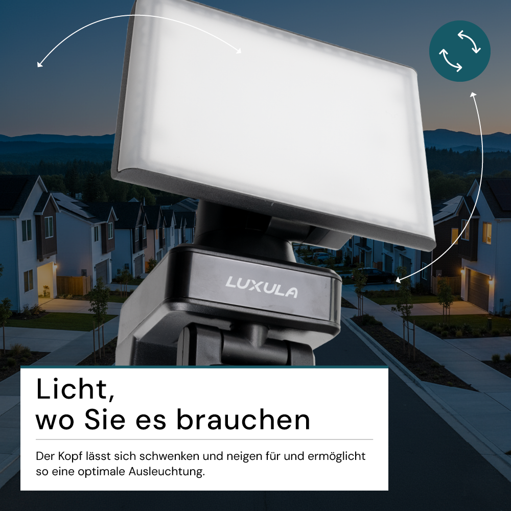 Schwenkbarer LED Fluter mit Bewegungsmelder, 20 W, 2100 lm, 4000 K (neutralweiß), IP54, flexibler Strahler, Aluminiumdruckguss, Wandleuchte