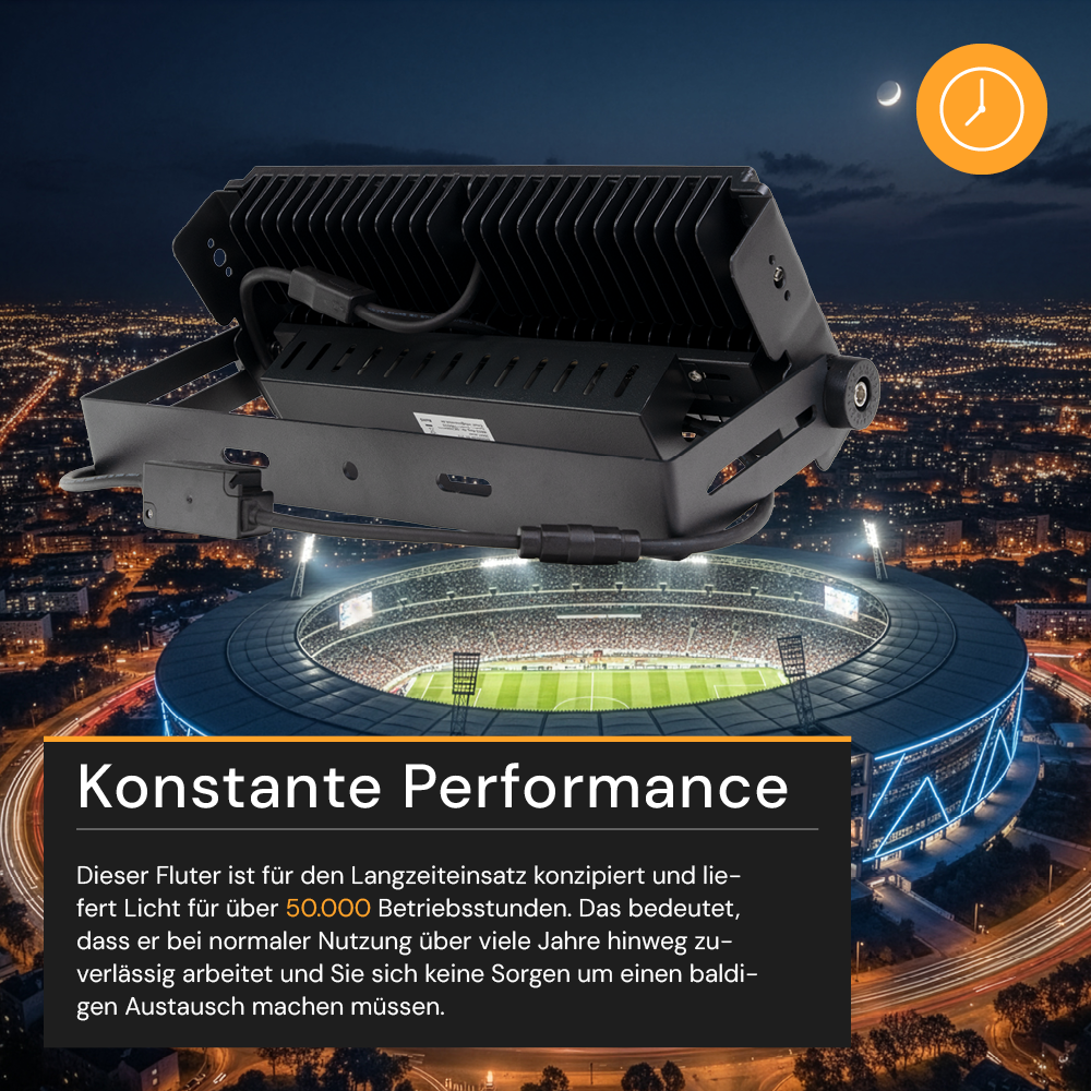 Profi Stadion Fluter, 200 W, 5000 K (neutralweiß), 26000 lm, IP66, Meanwell Driver, LUMILEDS LED