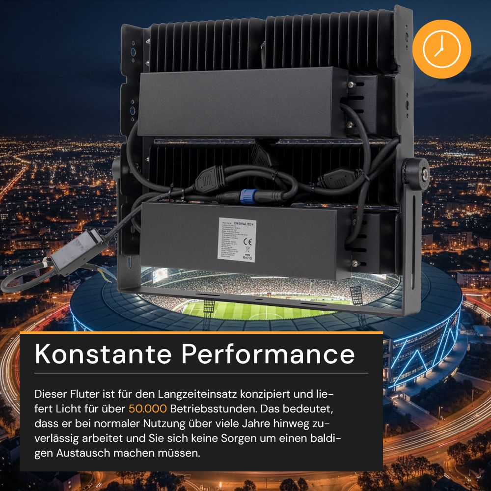 Profi Stadion Fluter, 400 W, 5000 K (neutralweiß), 52000 lm, IP66, Meanwell Driver, LUMILEDS LED