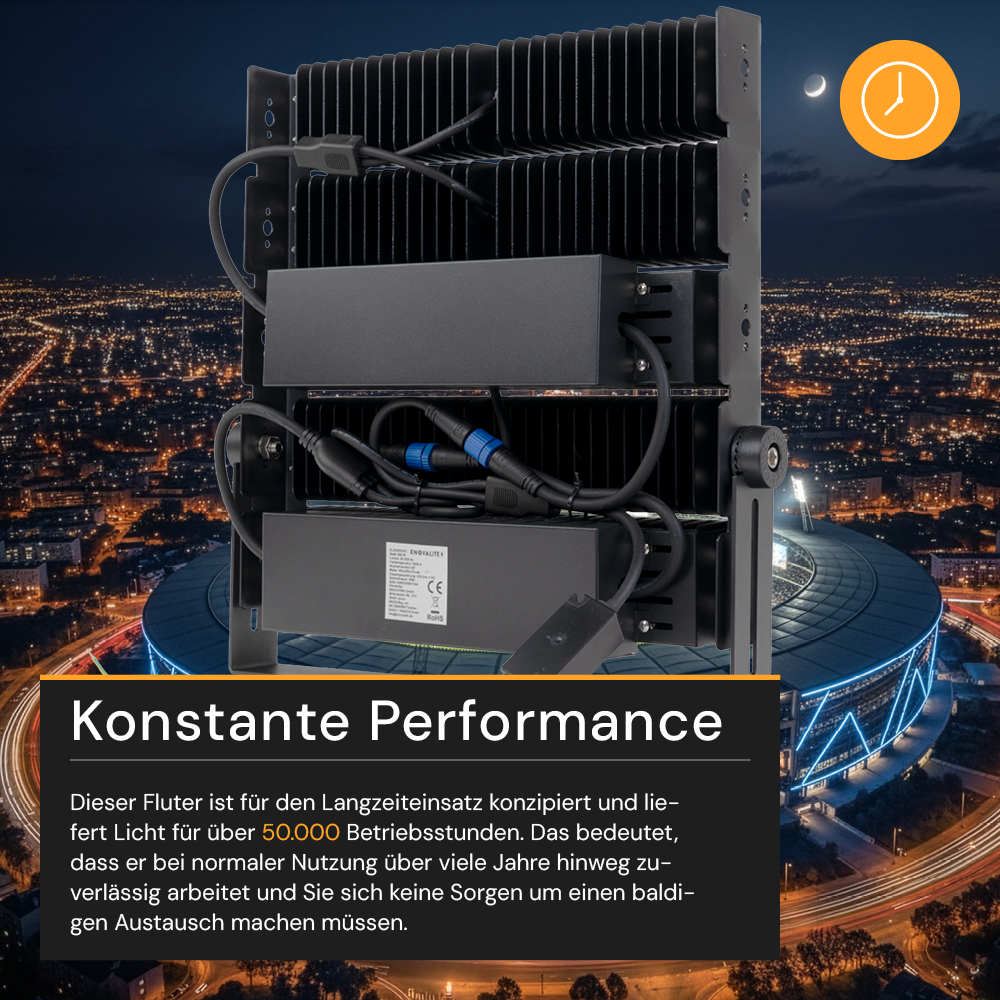 Profi Stadion Fluter, 500 W, 5000 K (neutralweiß), 65000 lm, IP66, Meanwell Driver, LUMILEDS LED