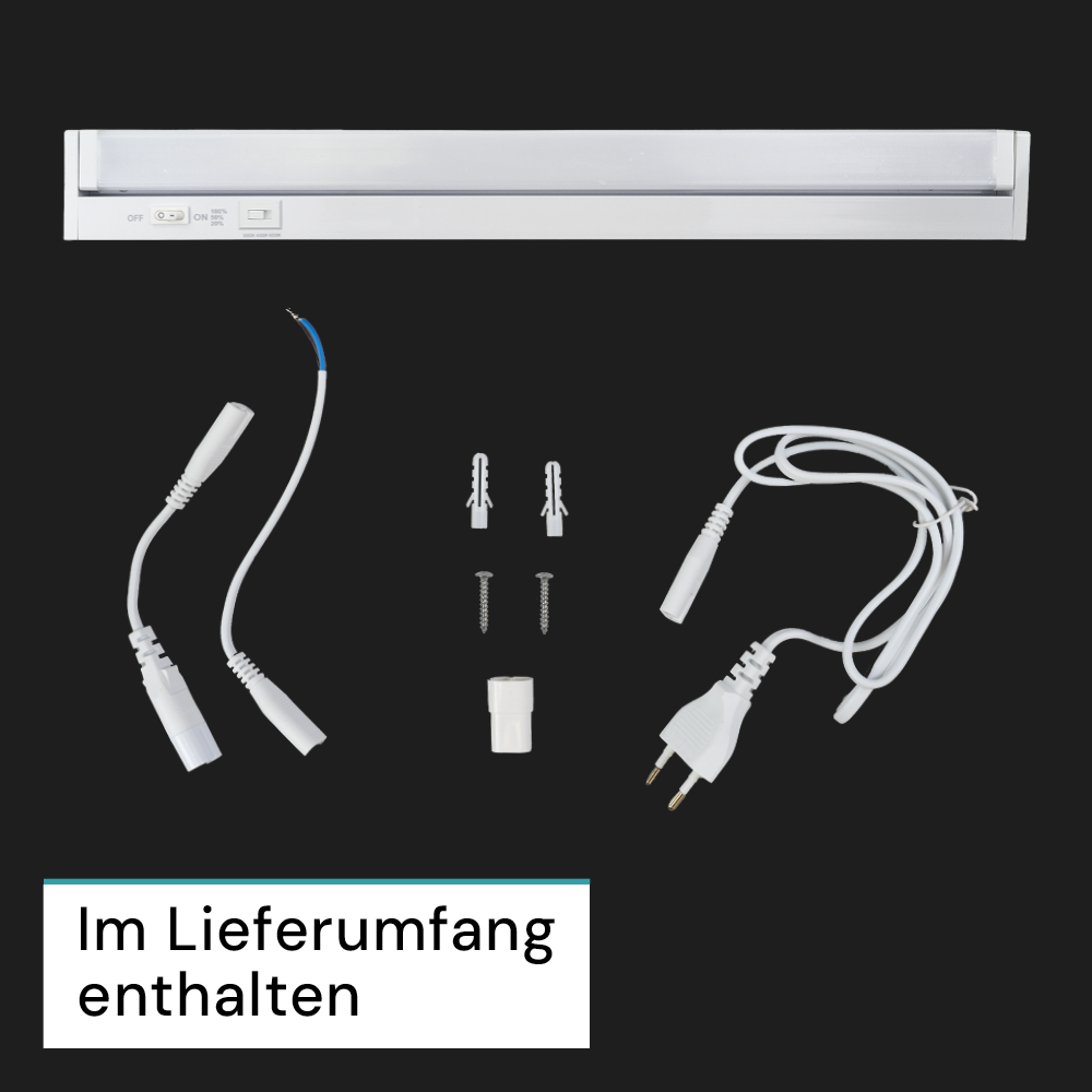 LED-Unterbauleuchte, schwenkbar, mit Schalter, 55 cm, 8 W, 800 lm, einstellbare Lichtfarbe, dimmbar, erweiterbar, Küchen- und Schrankbeleuchtung
