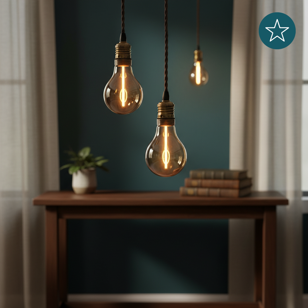 LED Filament Leuchtmittel, LINE, Amber, Bulb A60, E27, 2W, 65lm, 1800K, dimmbar