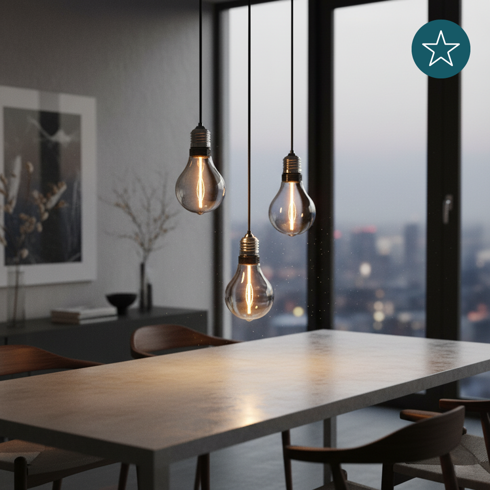 LED Filament Leuchtmittel, LINE, Smoke, Bulb A60, E27, 2W, 40lm, 1800K, dimmbar