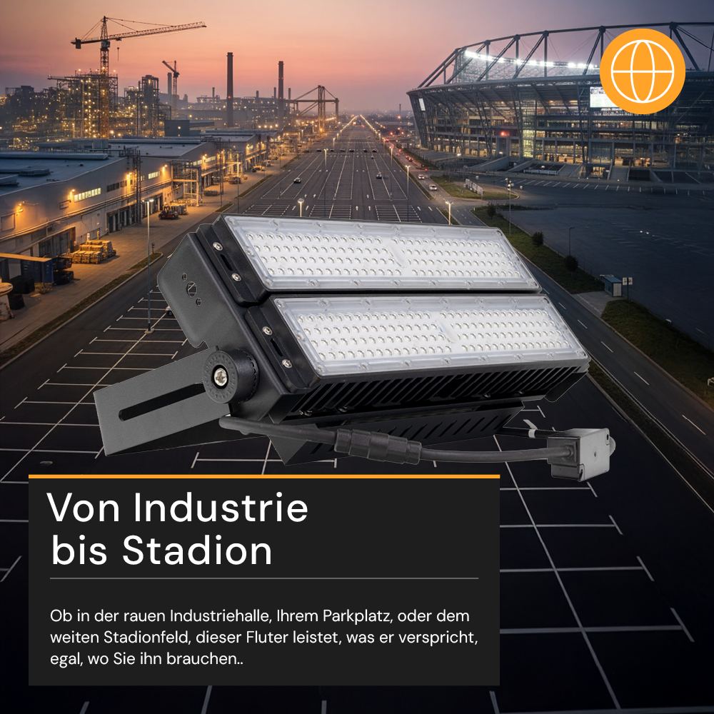Profi Stadion Fluter, 200 W, 5000 K (neutralweiß), 26000 lm, IP66, Meanwell Driver, LUMILEDS LED
