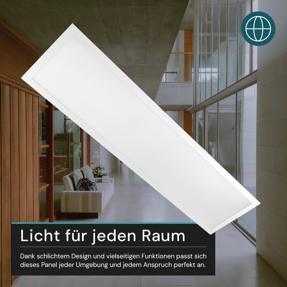 LUXULA LITEQ 100, LED-Panel mit Fernbedienung, 100×25 cm, weiß, 40 W, 4400 lm, UGR<19, Helligkeit und Lichtfarbe einstellbar