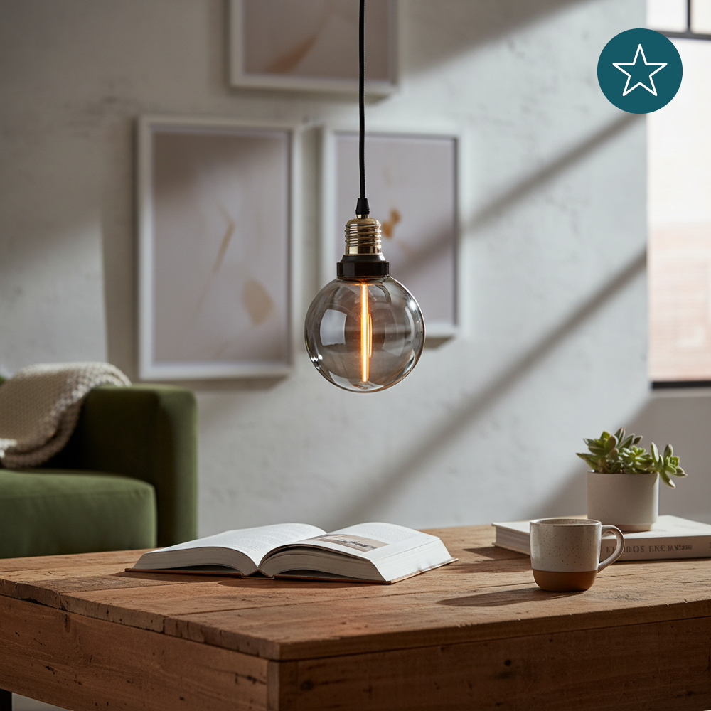 LED Filament Leuchtmittel, LINE, Smoke, Globe G80, E27, 2W, 40lm, 1800K, dimmbar