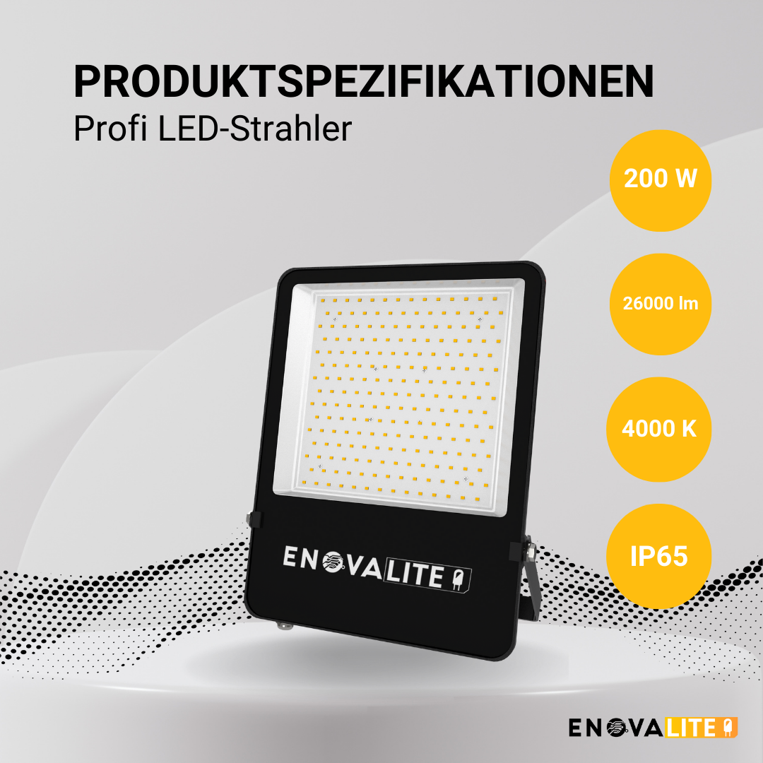 LED-Fluter, 200 W, 4000 K (neutralweiß), 26000 lm, schwarz, IP65, LUMILEDS LED  Lichttechnik24.de.