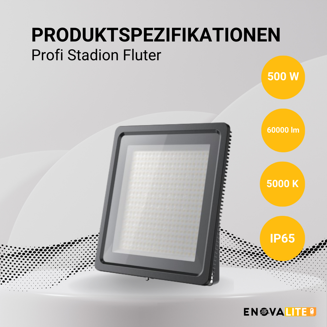 LED Stadion Fluter PRO, 500 W, 5000 K (neutralweiß), 60000 lm, IP65, Meanwell Driver, LUMILEDS LED.