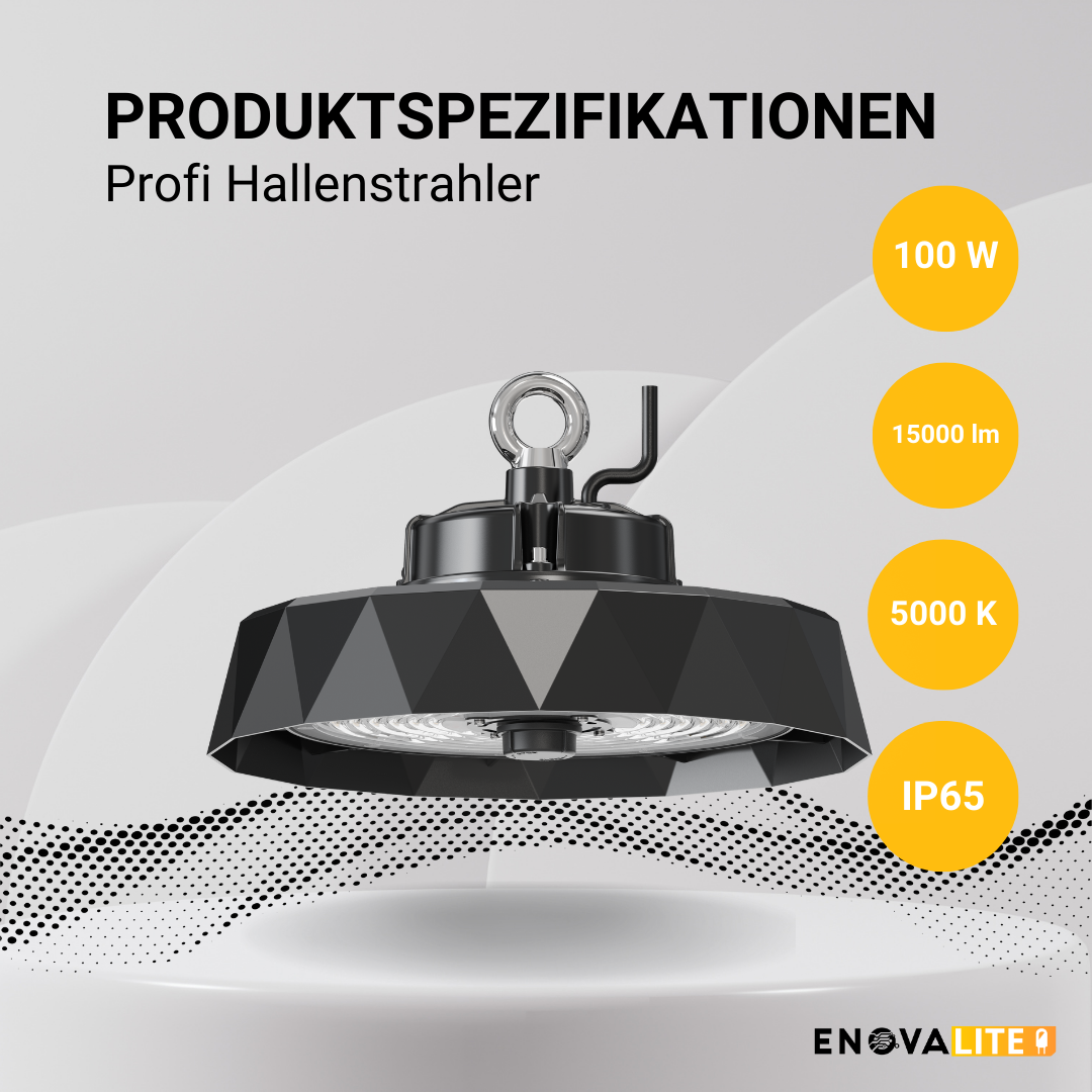 LED-HighBay PRO, Diamant Design, 100 W, 15000 lm, 5000 K (neutralweiß), IP65, Philips Netzteil, Lumileds LED.