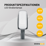 LED-Straßenleuchte, 30 W, 4200 lm, 5000 K (neutralweiß), IP65, TÜV-geprüft