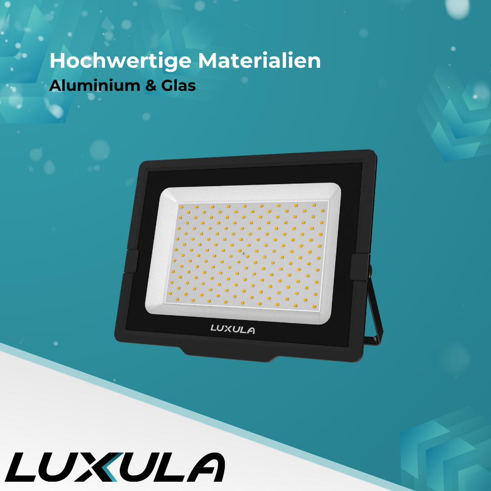 4er Pack LED-Fluter, 300 W, 4000 K (neutralweiß), 30000 lm, schwarz, IP65.
