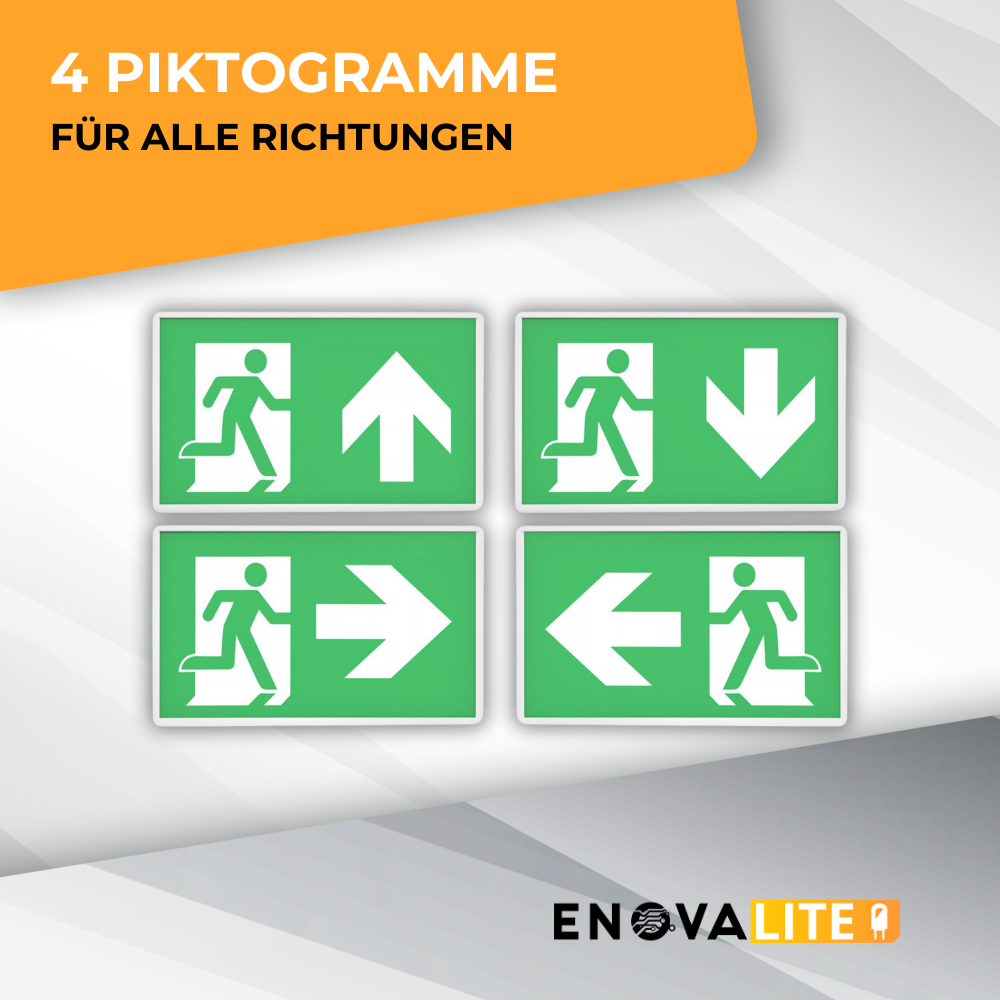 2er Pack LED-Fluchtwegleuchte, Notausgang mit Notstromeinheit, Anti Panik Licht, TEST-Funktion, Wandmontage.