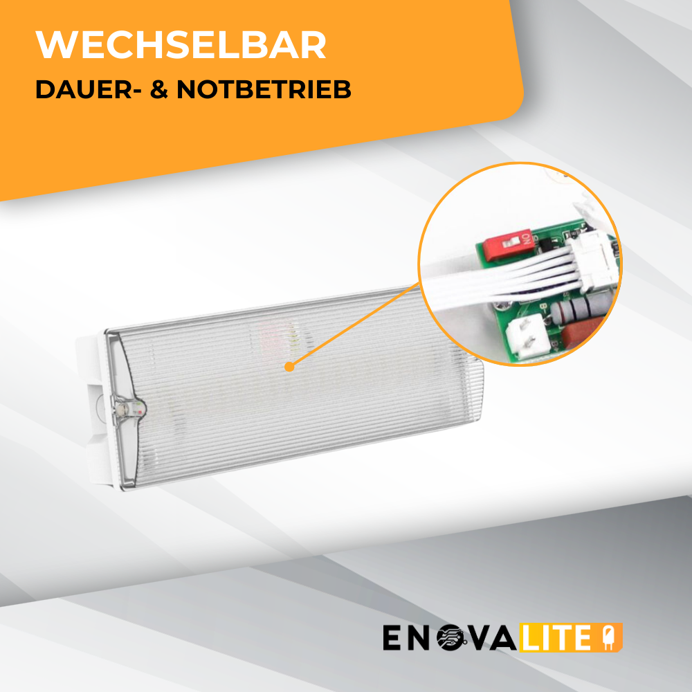 2er Pack LED-Fluchtwegleuchte, Notbeleuchtung mit Notstromakku 3h, TEST-Funktion, Rettungszeichenleuchte inkl 4 Richtungspfeilen, IP65.