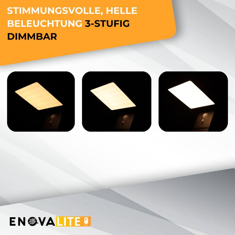 Solar Wegeleuchte mit PIR Sensor, eckig, 3000 K (warmweiß), 12 Stunden Leuchtzeit, 3 Lichtmodi, IP54-Wasserdicht, aus hochwertigem Aluminium.
