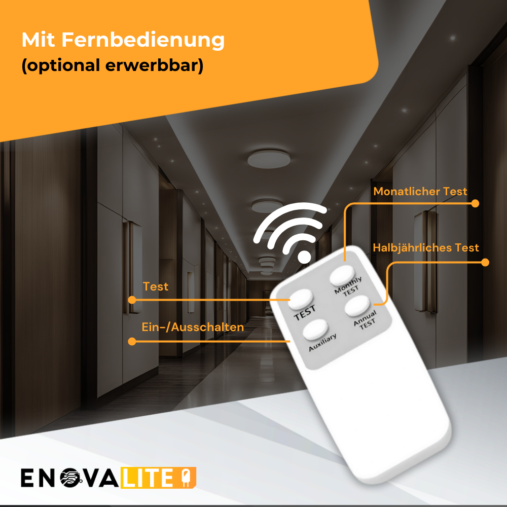 LED-Notstrom Deckenleuchte, mit Fernbedienung, 8 h Notlicht, 18 W, 1800 lm, 3000-6000 K (warm-, neutral-, kaltweiß) IP65, IK09.