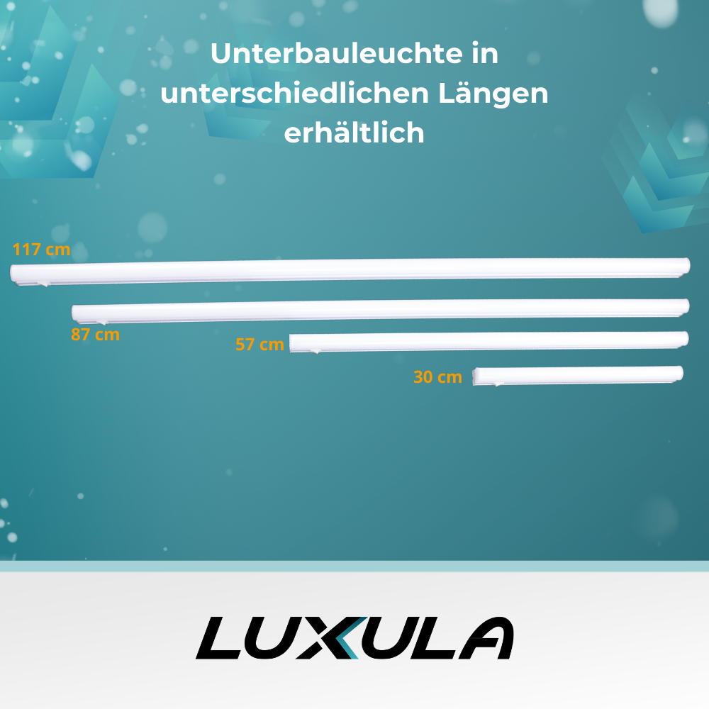 LED-Unterbauleuchte in Weiß, mit Schalter, 57 cm, 8 W, 720 lm, 4500 K (neutralweiß), erweiterbar, Küchen- und Schrankbeleuchtung.