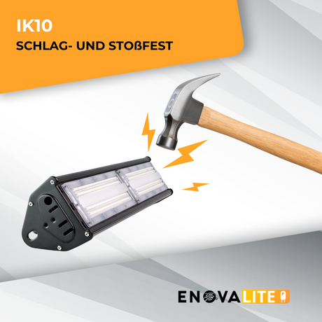 LED-Hallenleuchte, linear, 100 W, 12000 lm, 5000 K (neutralweiß), IP65, ENEC-Zertifizierung, schwarz.