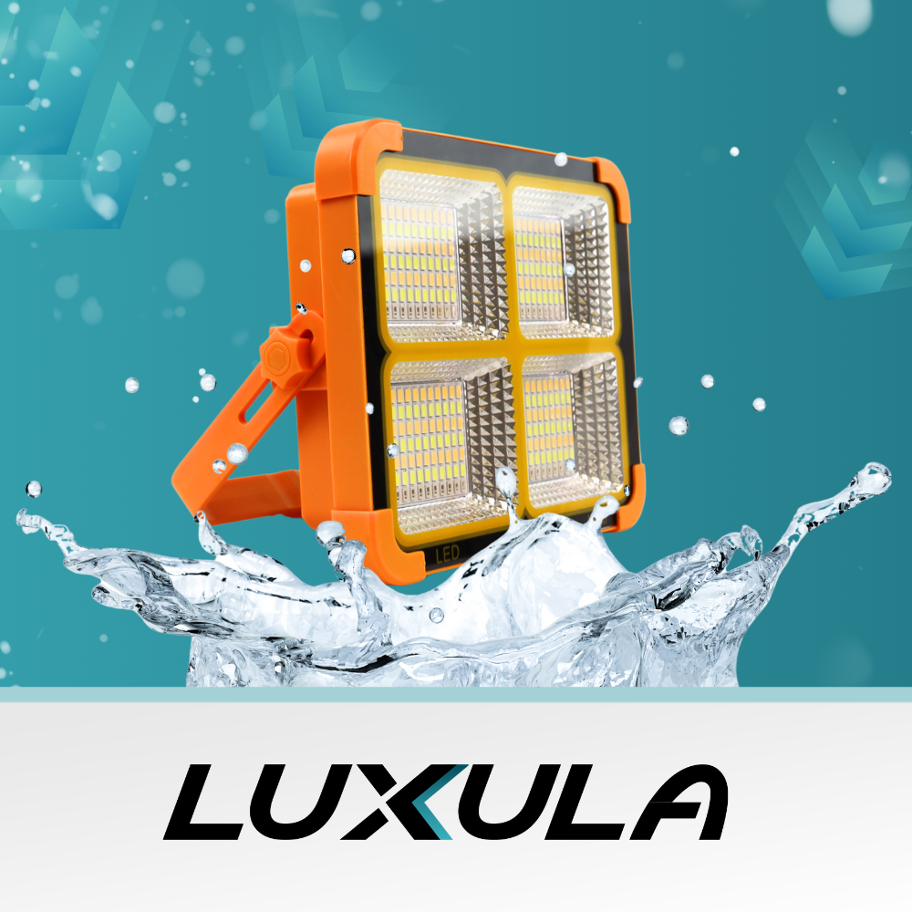 Solar Baustrahler mit Akku, CCT, 6 Std.Leuchtzeit, USB In- & Output, IP65, Magnet- & Hängefunktion.