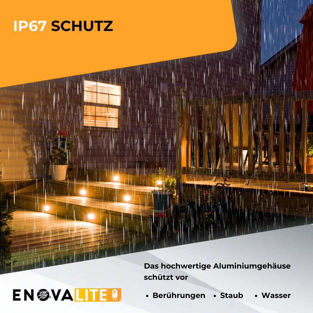6er Set LED Bodeneinbaustrahler, 7 W, 490 lm, 3000 K (warmweiß), Chromoptik, Edelstahl und Aluminiumdruckguss, EPISTAR.