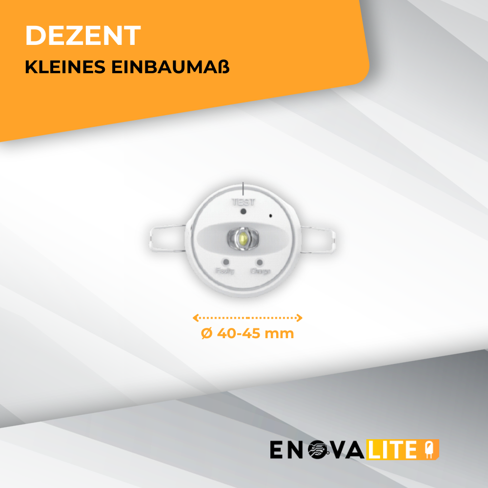 LED-Notstrom Downlight, Fluchtwegleuchte mit Notstromeinheit, Einbauspot, TEST-Funktion.