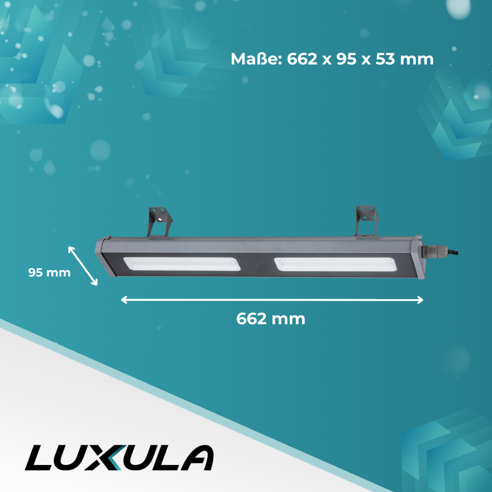 LED-Hallenleuchte, linear, 100 W, 12400 lm, 5000 K (neutralweiß), IP65, grau.