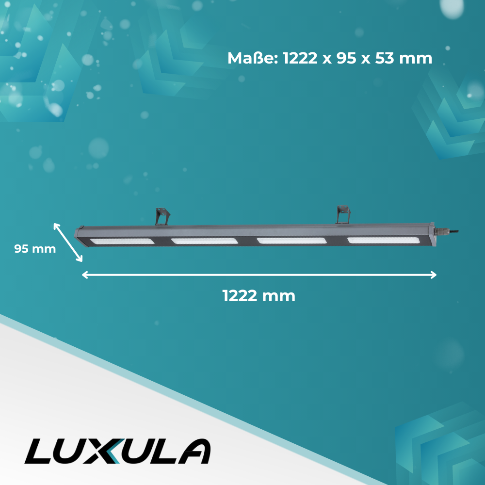 LED-Hallenleuchte, linear, 200 W, 25000 lm, 5000 K (neutralweiß), IP65, grau.