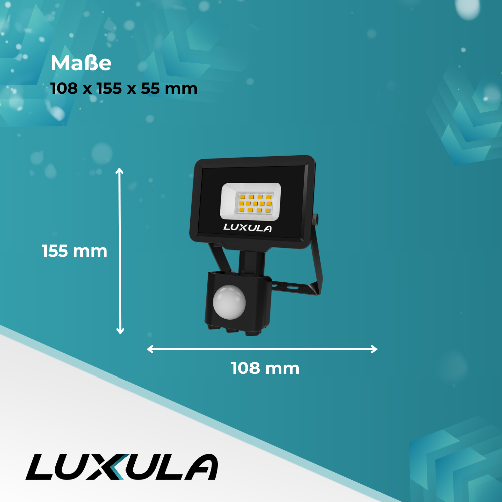 2er Pack LED-Fluter mit Bewegungsmelder, 10 W, 4000 K (neutralweiß), 1000 lm, schwarz, IP65.