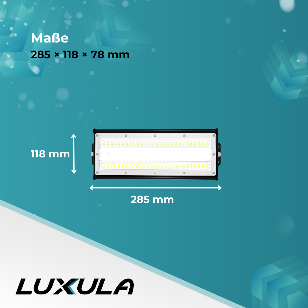 2er Pack LED-Hallenleuchte, linear, 50 W, 6000 lm, 5000 K (neutralweiß), IP65, EPISTAR LED, schwarz.