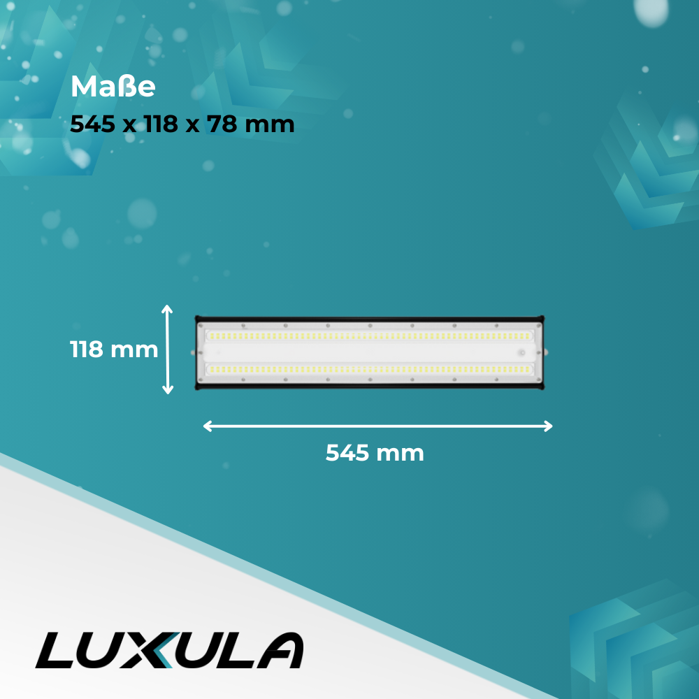 LED-Hallenleuchte, linear, 100 W, 12000 lm, 5000 K (neutralweiß), IP65, EPISTAR LED, schwarz.