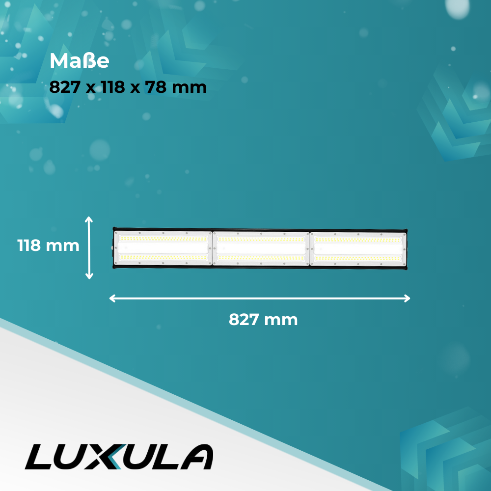 5er Pack LED-Hallenleuchte, linear, 150 W, 18000 lm, 5000 K (neutralweiß), IP65, EPISTAR LED, schwarz.