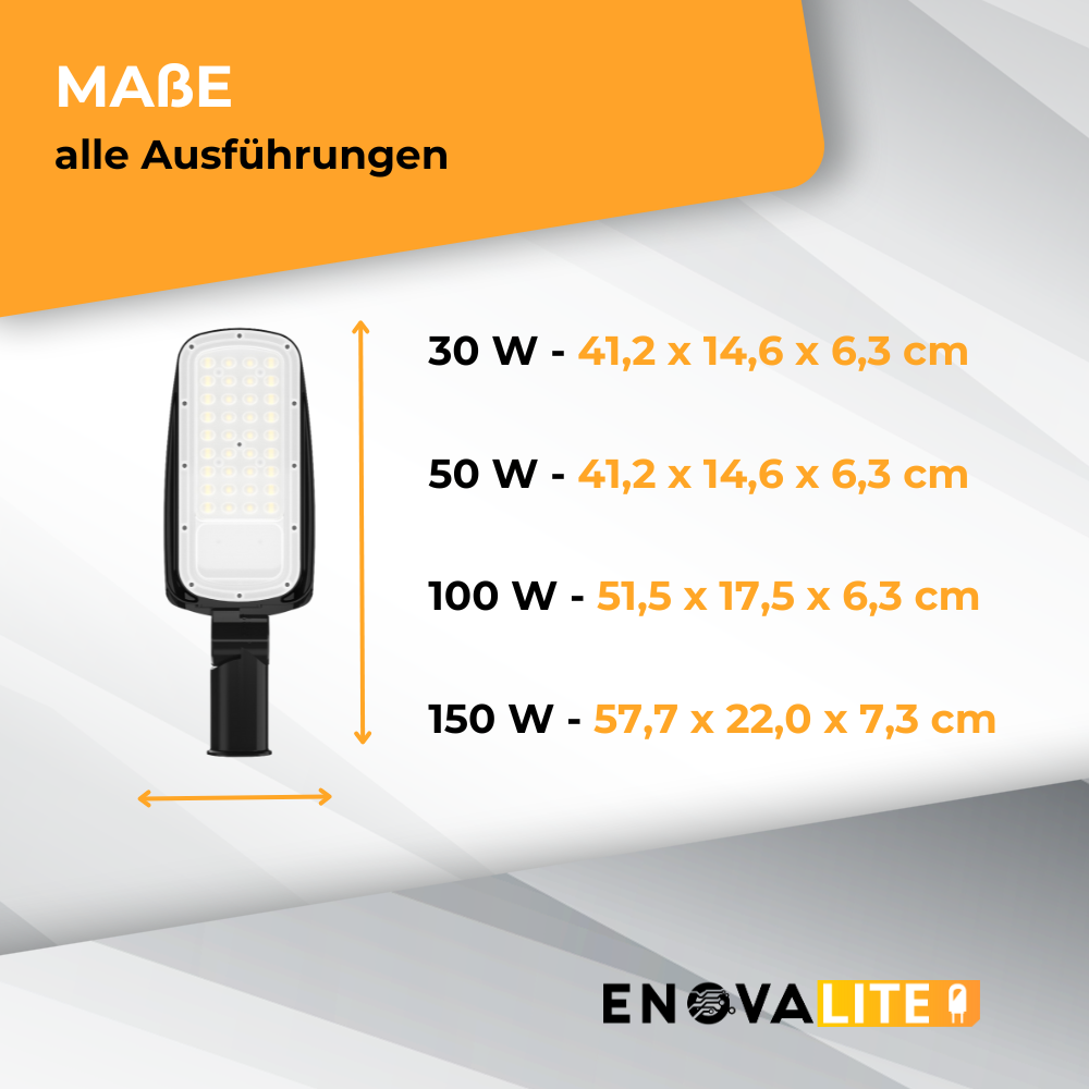 5er Pack LED-Straßenleuchte, 50 W, 7000 lm, 5000 K (neutralweiß), IP65.
