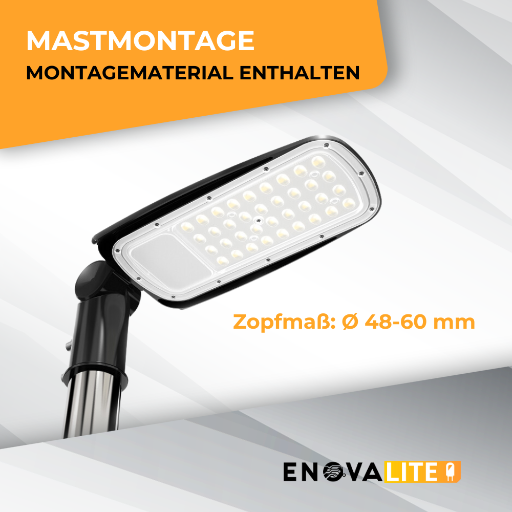 2er Pack LED-Straßenleuchte, 50 W, 7000 lm, 5000 K (neutralweiß), IP65.