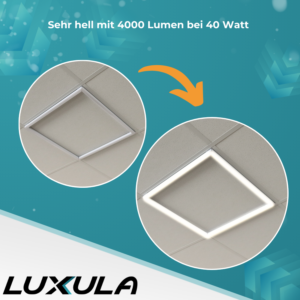 10er Set LED Leuchtrahmen, 62x62 cm, 40 W, 4000 lm, 4000 K, steckbar.