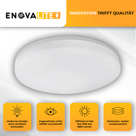 LED Aufbauleuchte, 18W, 1880 lm, 4000K, ø220x50mm, IP54.