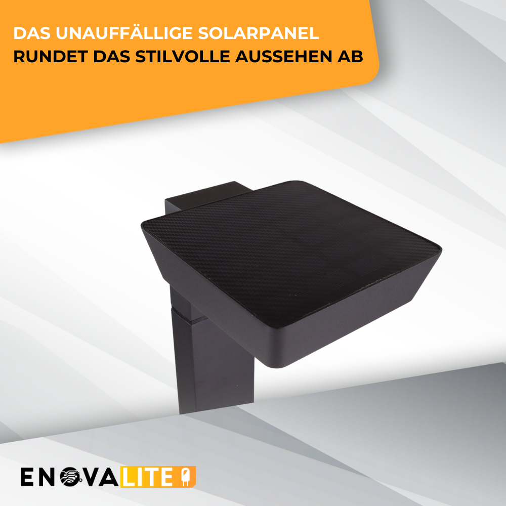 Solar Wegeleuchte mit PIR Sensor, eckig, 3000 K (warmweiß), 12 Stunden Leuchtzeit, 3 Lichtmodi, IP54-Wasserdicht, aus hochwertigem Aluminium.
