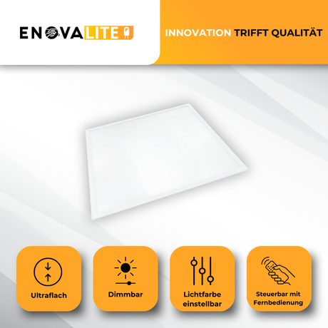 LED CCT Panel mit Fernbedienung, dimmbar, 62x62 cm, 36 W, 3600 lm.