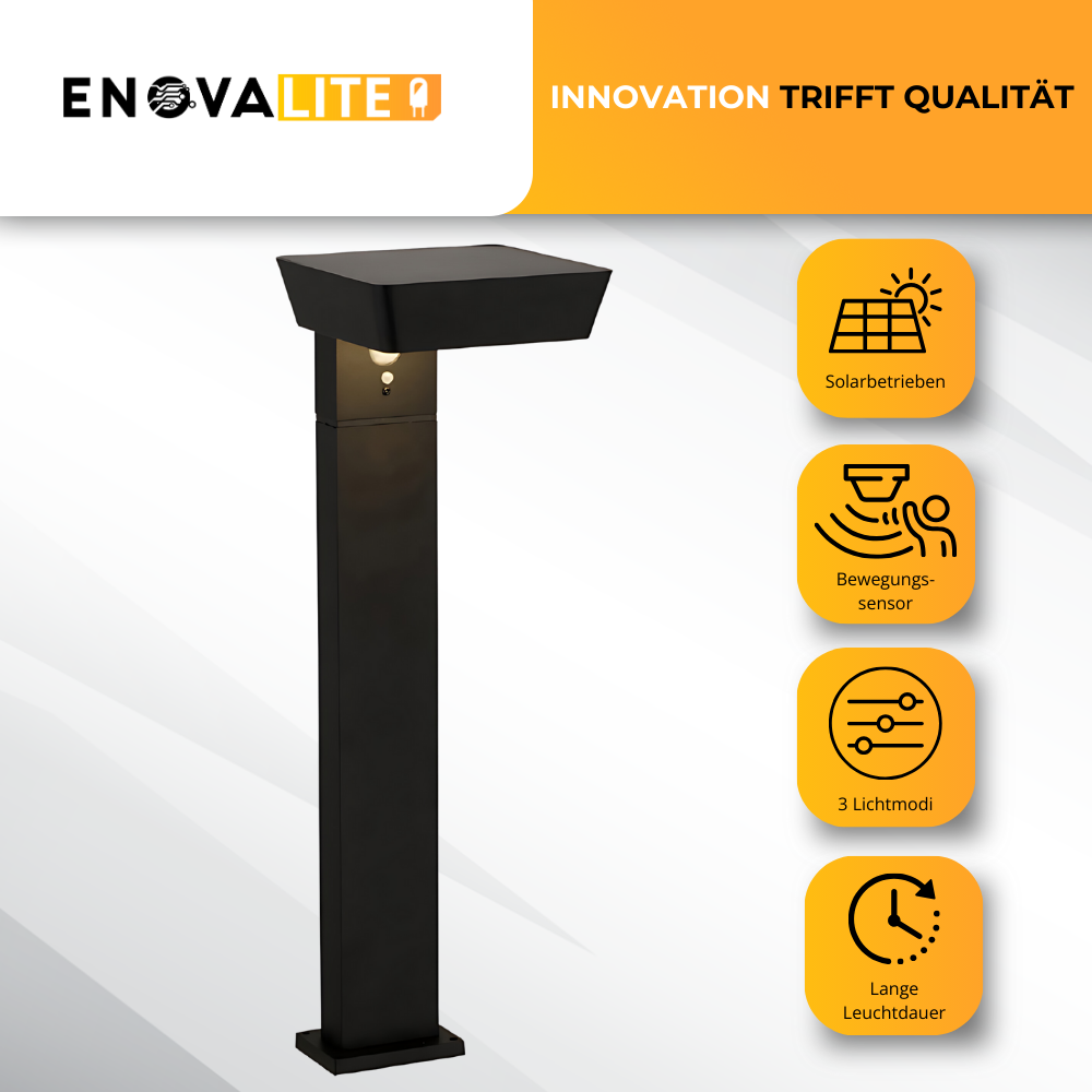 6er-Pack Solar Wegeleuchte mit PIR Sensor, eckig, 3000 K (warmweiß), 12 Stunden Leuchtzeit, 3 Lichtmodi, IP54-Wasserdicht, aus hochwertigem Aluminium.