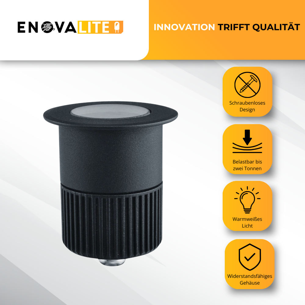 LED Bodeneinbaustrahler, 5 W, 300 lm, 3000 K (warmweiß), schwarz, Aluminiumdruckguss, EPISTAR.